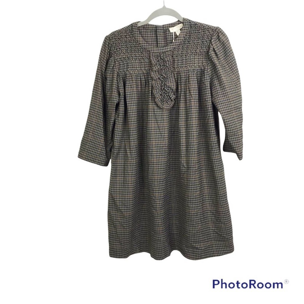 See U Soon green houndstooth print 3/4 sleeve mini dress size S nwt